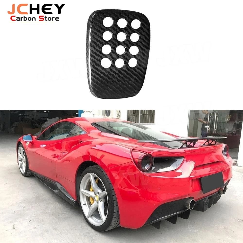 JCHEY 1Pc Dry Carbon Fiber Car Rear Bumper Diffuser Cover With Camera Hole Case for Ferrari 488 2015-2018
