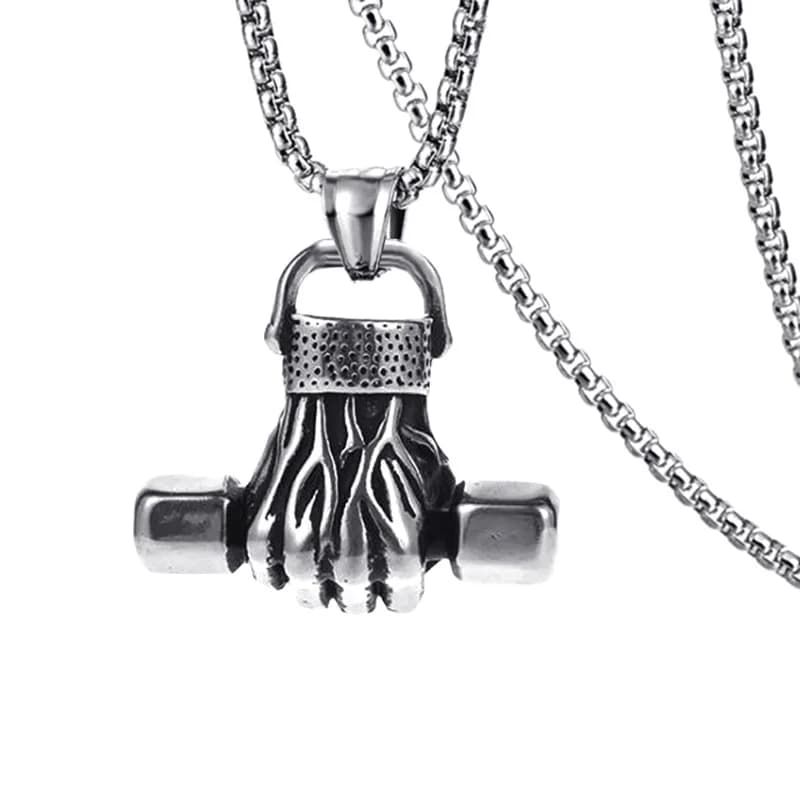 Men's pendant necklace with fashion gym handlebars