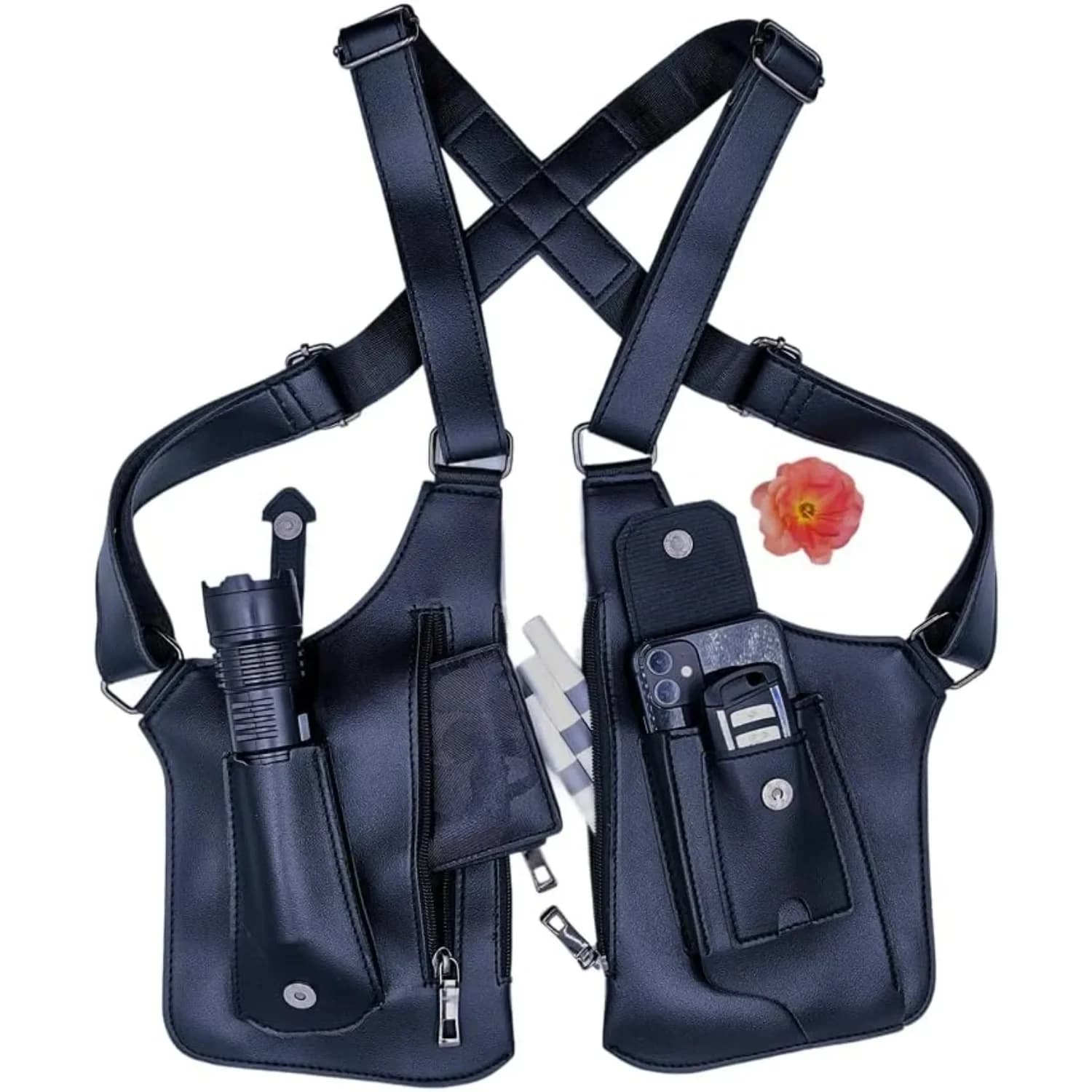 Anti-theft bag under armpits, concealed shoulder pad, double case, phone wallet pocket