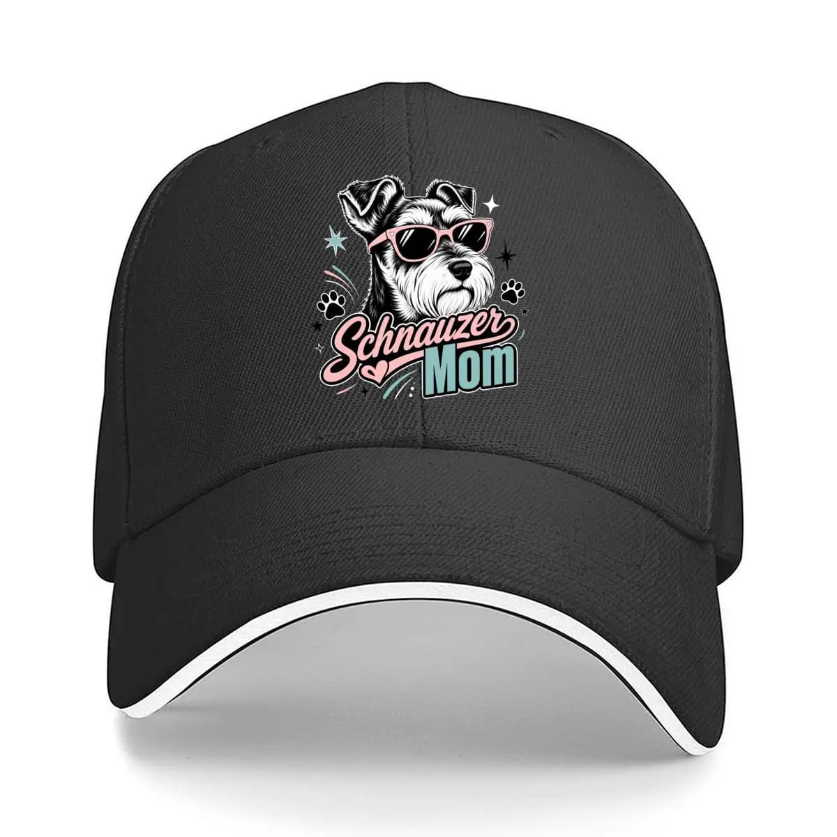 Cool Schnauzer Mom Retro Shades Sandwich Baseball Cap Men Women Sun Cap Outdoor Workouts Hat