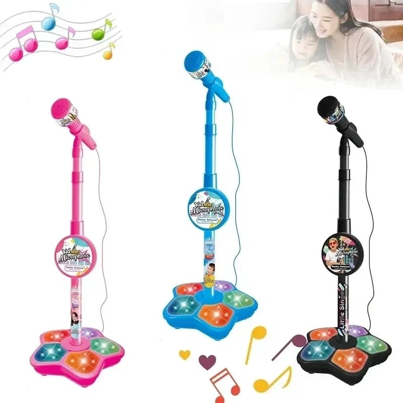 Kids Microphone Stand Toy Portable Boy Girls Karaoke Machine Musical Instrument Party KTV Microphone Toy for Kids Birthday Gifts