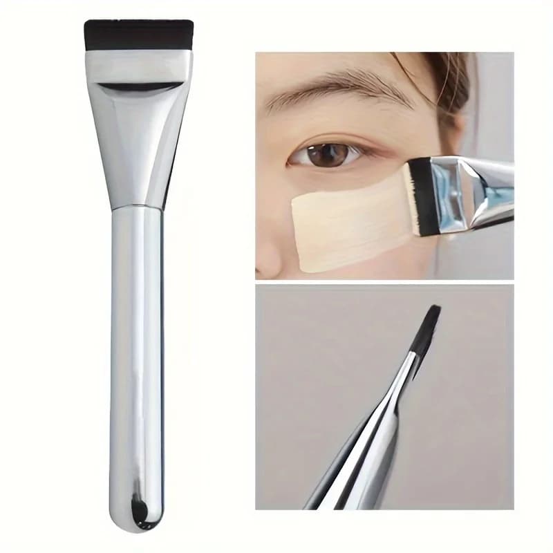 Flat Foundation Brush Ultra-Thin Streak-Free Liquid Makeup Tool Non-Absorbent Vegan Synthetic Bristles Flawless Blending for