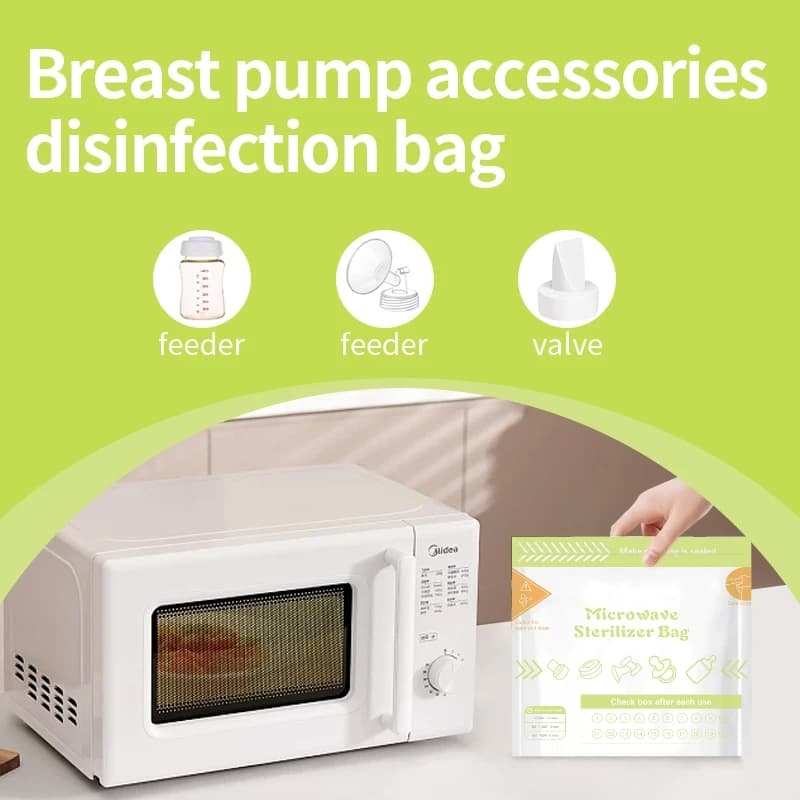 Sacchetti sterilizzatori per microonde riutilizzabili senza BPA da 10 pezzi per accessori per tiralatte per biberon, sacchetto sterilizzatore per microonde