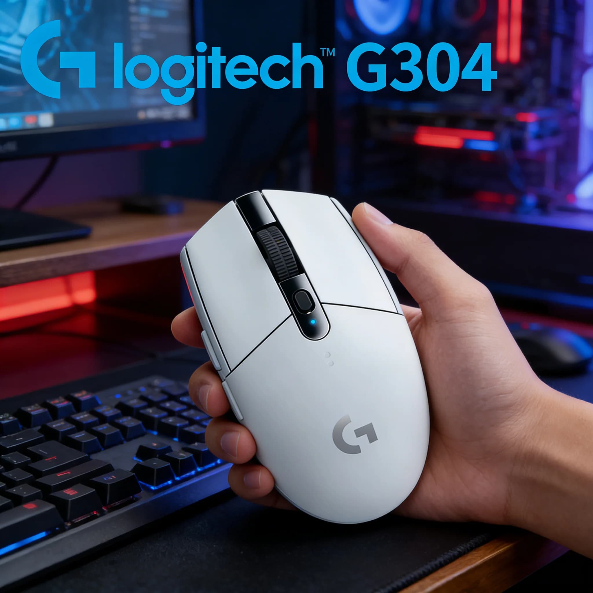 Mouse wireless originale Logitech G304 ultraleggero con latenza bassa di 1 ms, 200-12000 DPI, per ufficio e gaming, per laptop e desktop