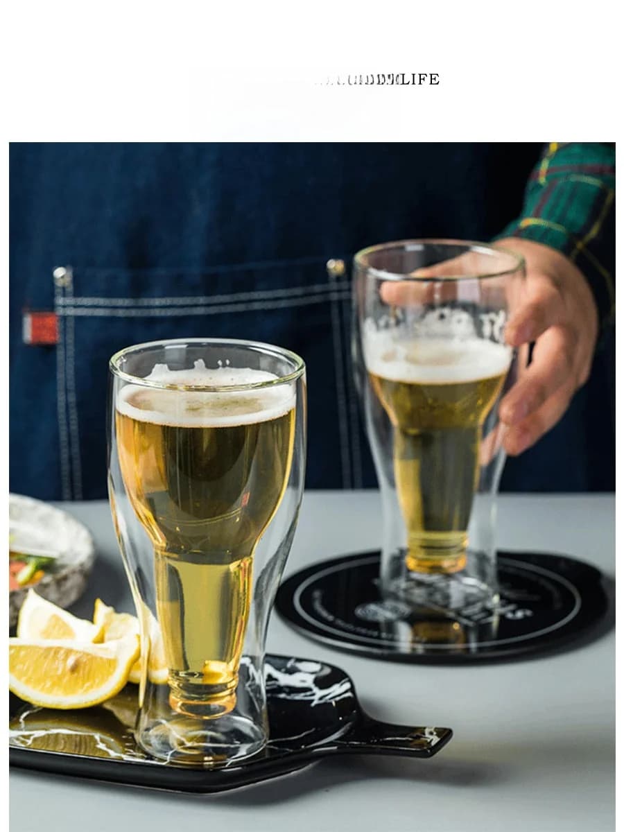 Bicchiere da Birra a Doppio Strato Invertito Tlife, Bicchiere Creativo Ribaltabile per Bar, Tazza per Succo, Utensili da Bar e Ristorazione, Boccale da Birra Marca Three Life
