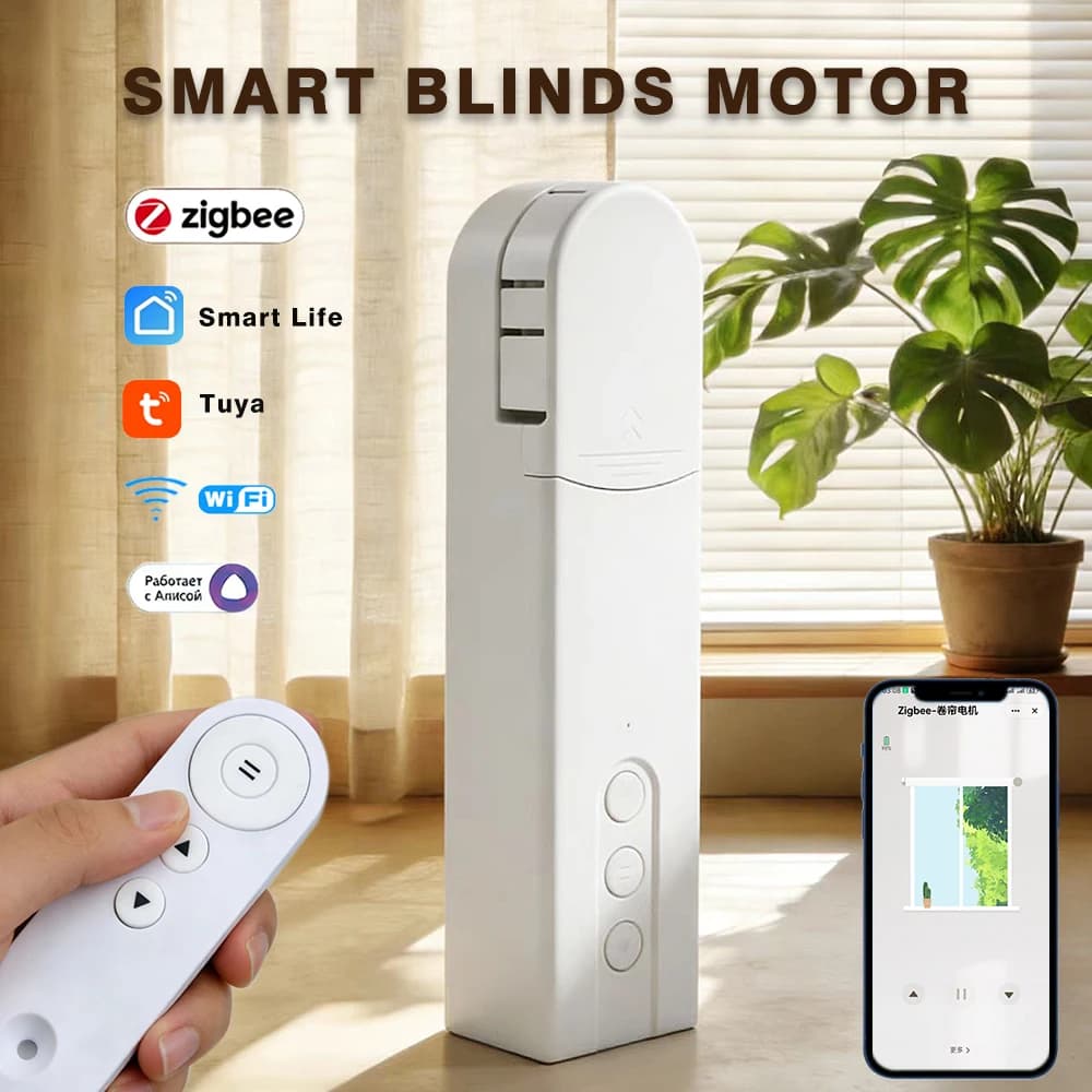 Motore per Tapparelle e Tende Motorizzate Smart WIFI Tuya Zigbee, Controllo App, Apertura e Chiusura Tende, Azionamento per Tende a Rullo e Persiane