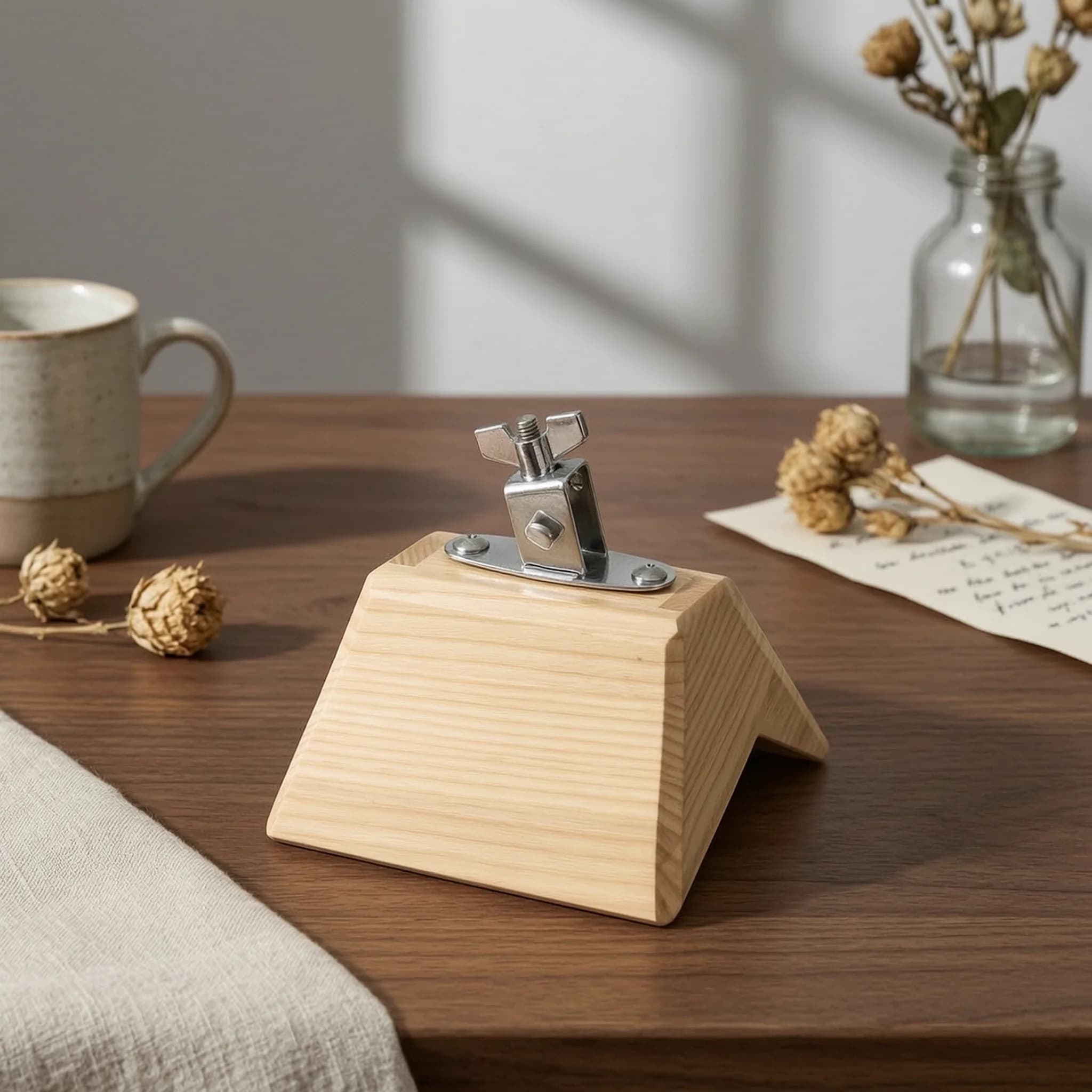 Solid Wood Trapezoidal Percussion Block with Clamp-on Design Woodblock for Live Music and Rehearsals