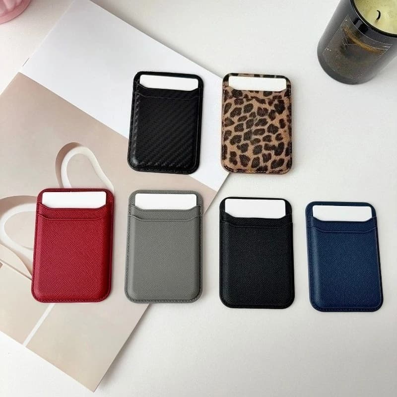 For Magsafe Wallet 2 Double Card Pouch Holder Saffiano Leopard Print Carbon Fiber Strong Magnet For iPhone 18 17 16 15 14 13 12