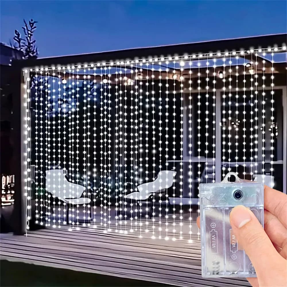 Battery Power Curtain LED Fairy Garland Lamp Light String for Room Christmas Home Decoration 2026 Wedding Party New Year Decor