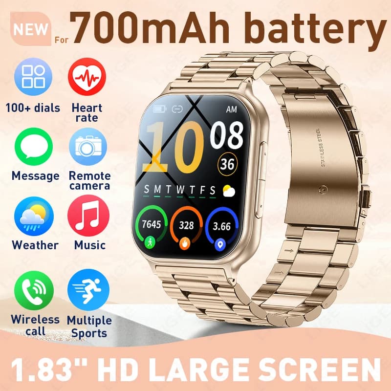 Smartwatch LIGE con Schermo HD da 1,83 Pollici, Impermeabile IP68, Tracker Fitness Multisport, Assistente Vocale, Chiamate Wireless, Modello 2026