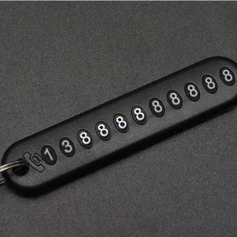 6pcs Rubber Anti-Lost Phone Number Plate Car Keychain Pendant Auto Vehicle Key Chain Phone Number Card Keyring Universal YSH-025