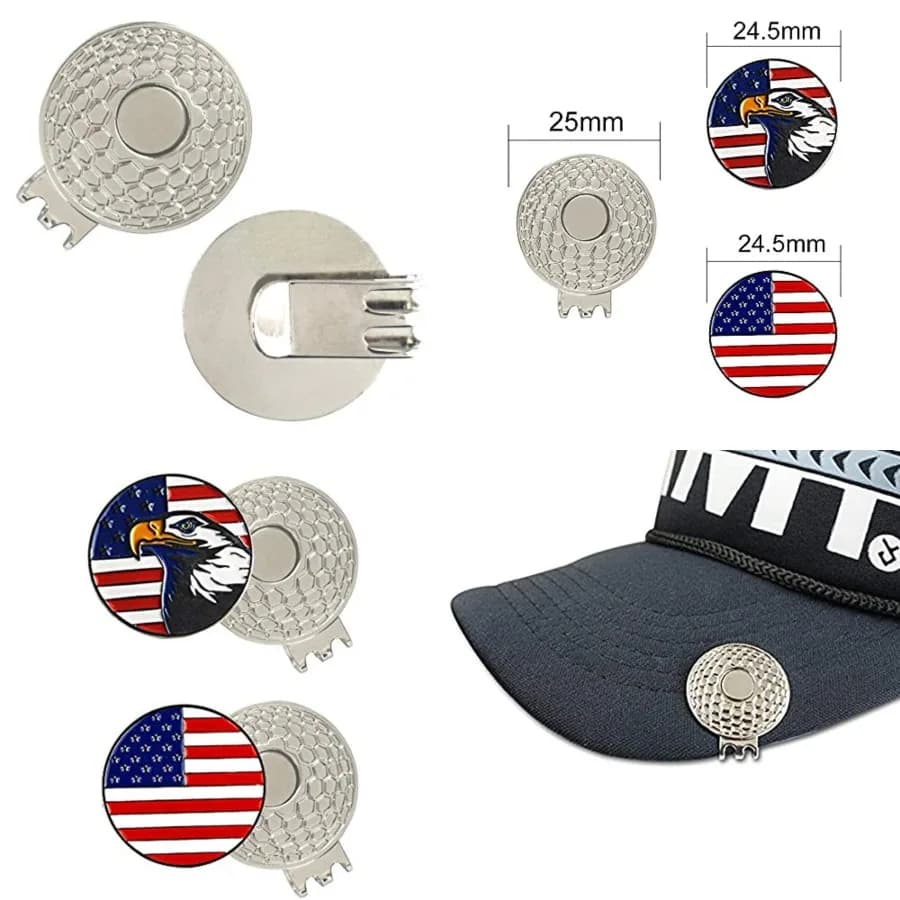 Colorful Golf Ball Markers with Silver Color Golf Hat Clips
