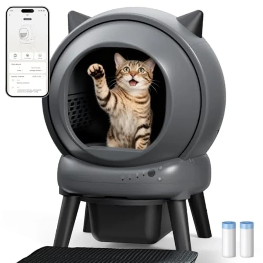 Lettiera autopulente per gatti multipli E2, lettiera automatica per gatti con controllo tramite app intelligente e monitoraggio della salute, include 2
