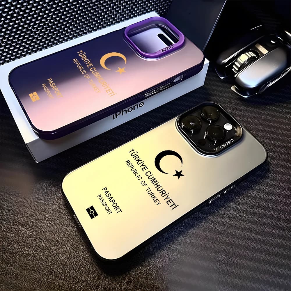 Custodia per telefono passaporto turco per Apple 11 12 13 14 15 16Pro Max Plus Proteggi la copertura del telefono placcatura