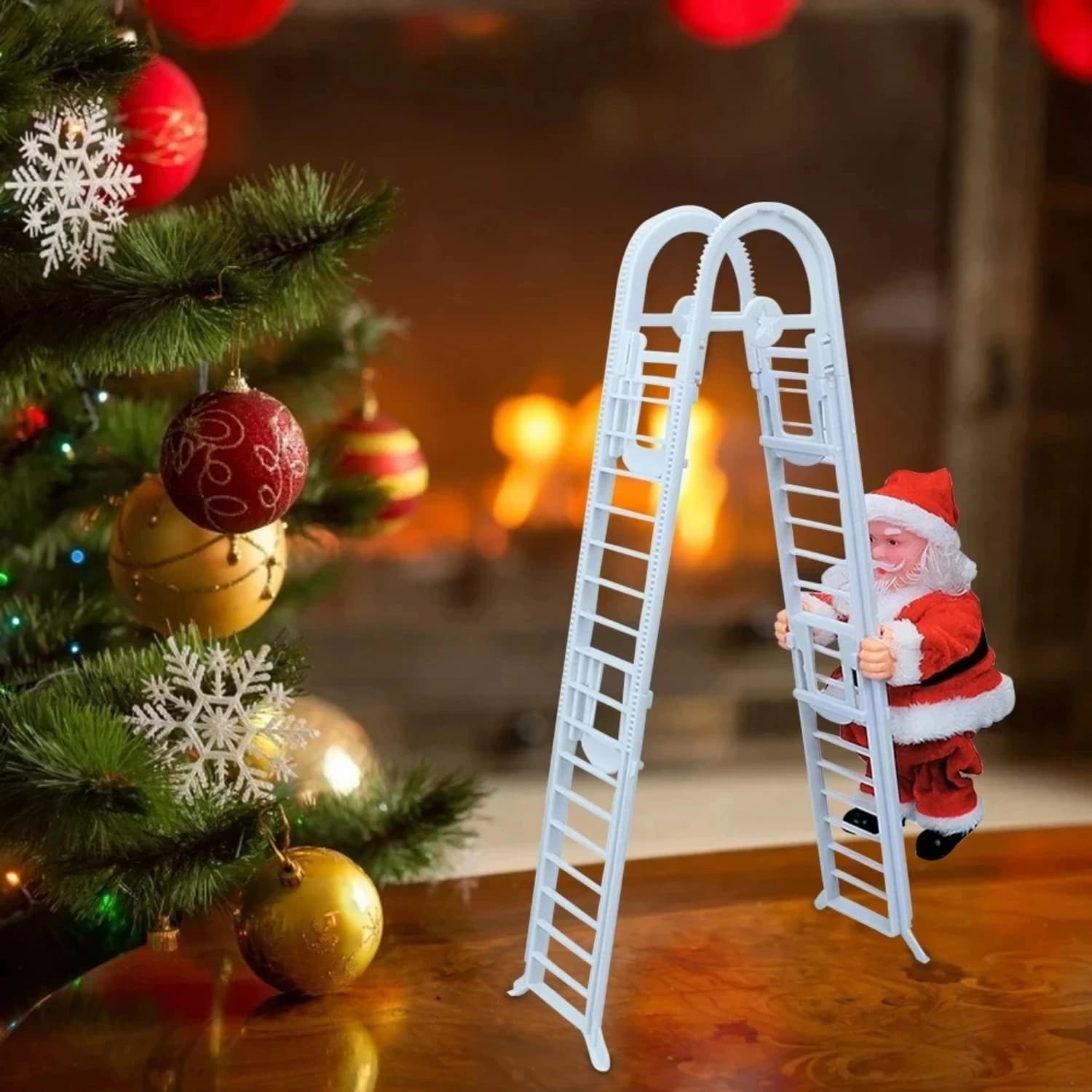 L'arrampicata Babbo Natale in tessuto peluche PVC Decorazione ornamento natalizio Accessorio perfetto per aiutare a creare un'ambiente festivo