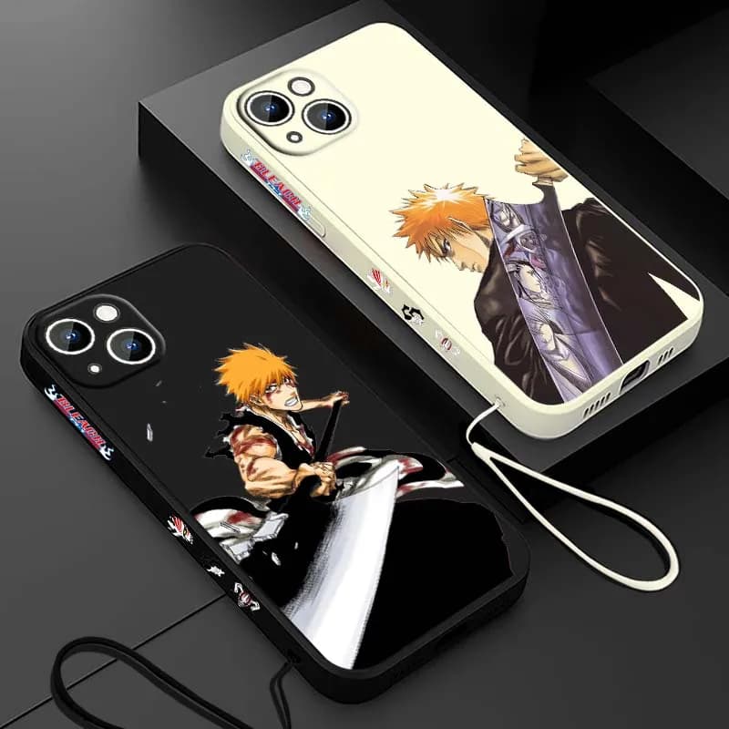 Bleach Anime kurosaki Ichigo Cover For Apple iPhone 17 16 15 14 13 12 11 Pro Max Plus mini Liquid Left Rope Phone Case
