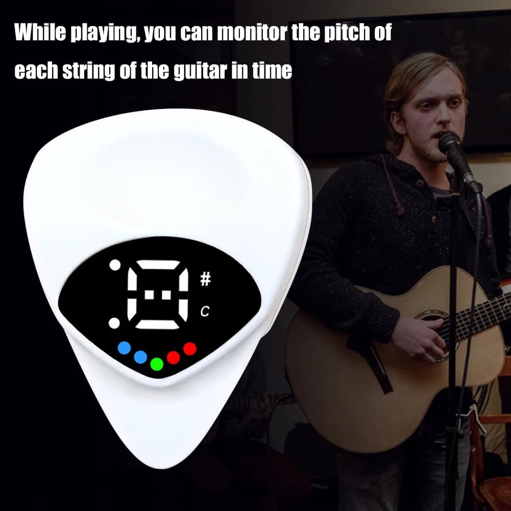 Plettro per chitarra 2 in 1 Accordatore adatto per chitarra elettrica acustica Basso Mandolino Accessori per strumenti Plettro per chitarra