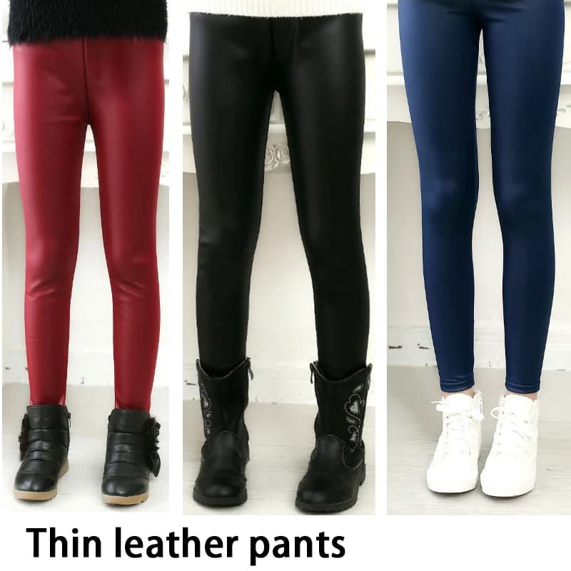 1 pz Primavera Autunno Sottile Leggings Per Bambini Bambini Pantaloni Solidi Ragazze Casual Pantaloni A Matita In Pelle Carino Bambino Leegings 100-160 cm