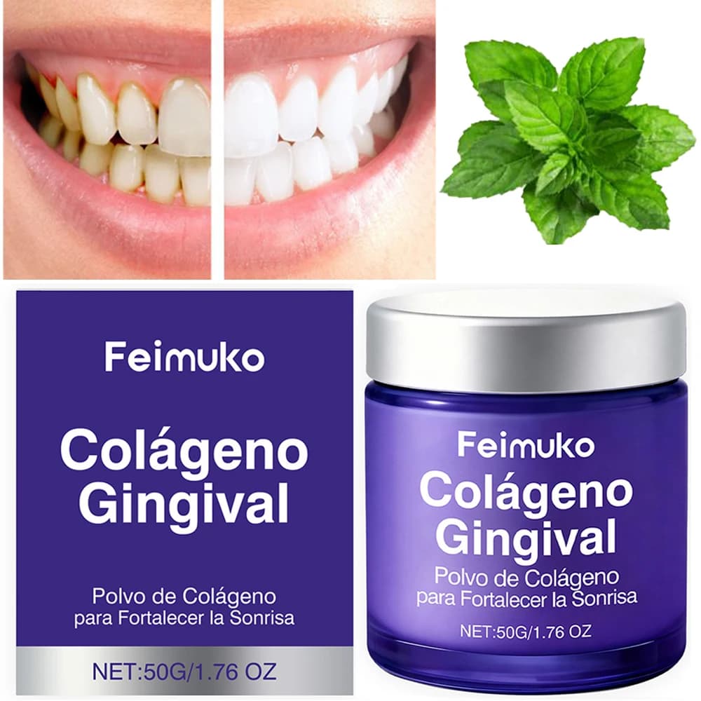Polvere al Collagene per la Cura dei Denti, Riparazione Smalto, Alito Fresco, Sbiancante, Prevenzione Carie, Rimozione Macchie, Odori e Tartaro, Detergente Dentale
