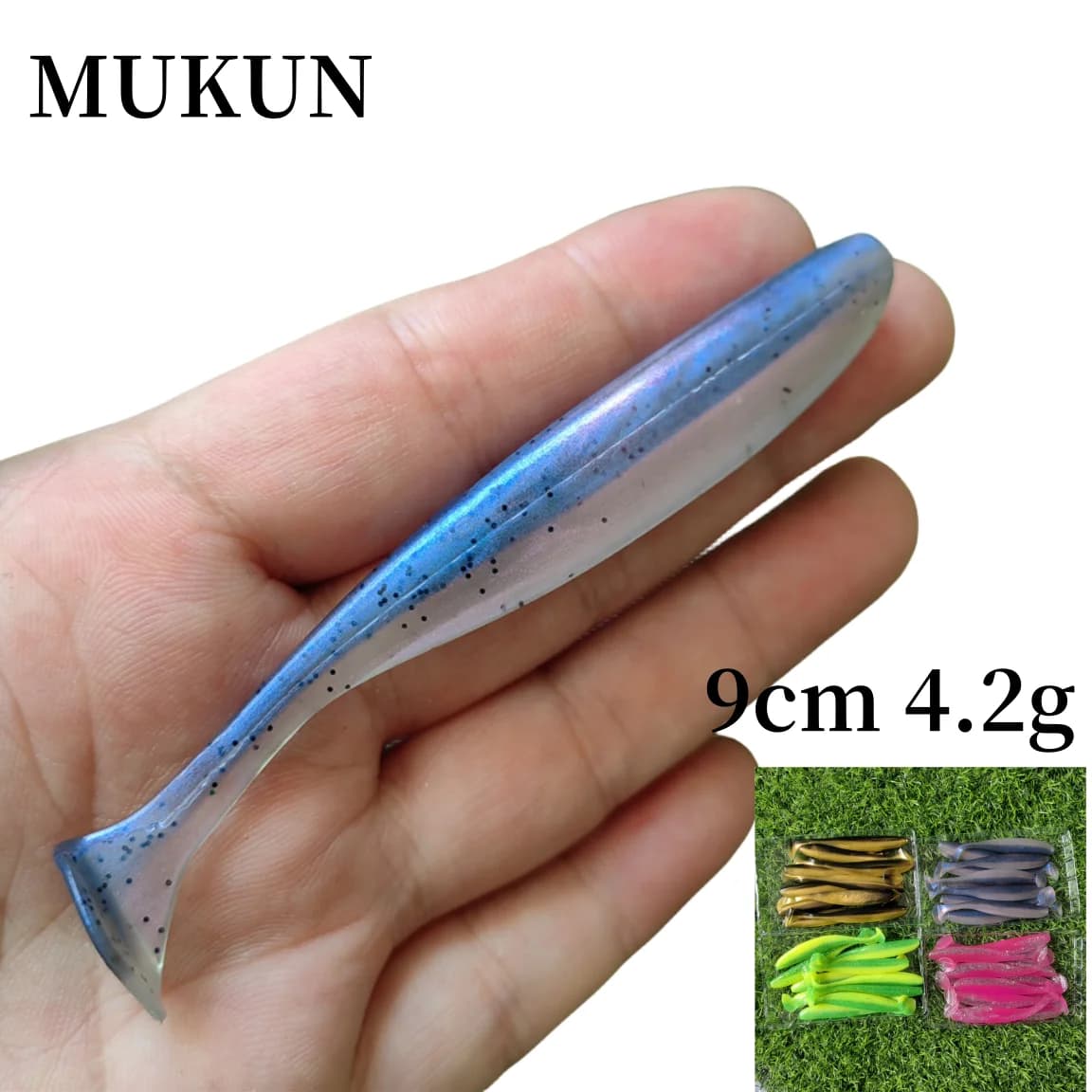 MUKUN 9cm/4.2g Easy Shiner Silicone Shad Esca Morbida da Pesca Wobbler Verme Artificiale con Coda a T per Luccio e Carpa