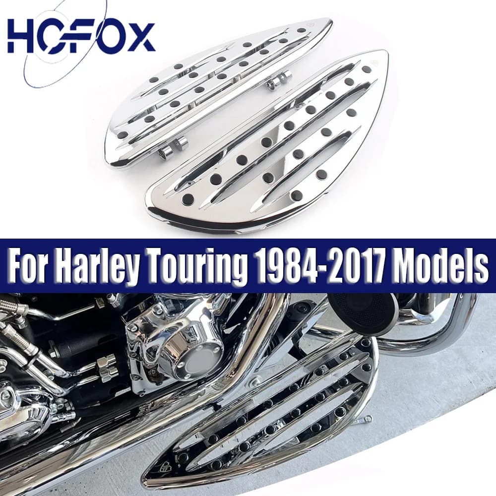 Pedana Anteriore Cromata per Moto Harley Touring Modelli 1984-2017, Poggiapiedi per Conducente