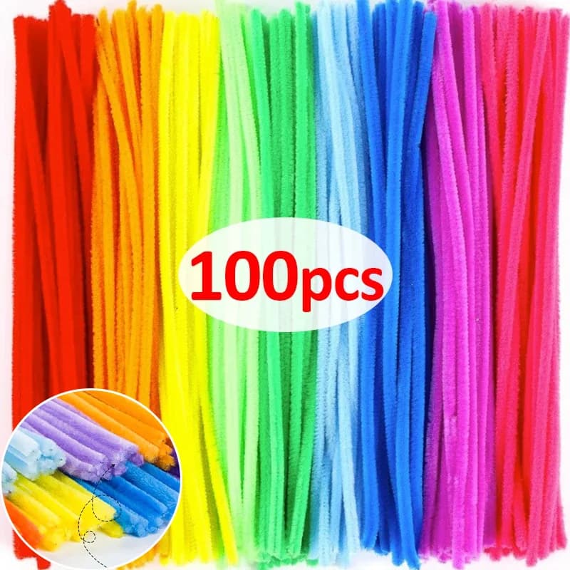 Steli di ciniglia colorati Detergenti per tubi Stelo di orpelli di peluche Bastoncini cablati Twist Stick Striscia di capelli Giocattoli educativi artigianali fai-da-te all'ingrosso