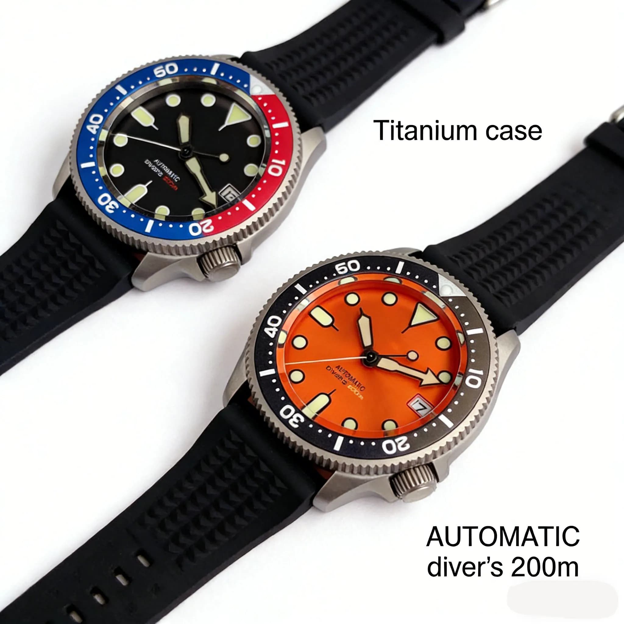 37mm 65g Titanium 20ATM Diver Sapphire Glass Black Blue Orange Dial Luminous Japan NH35A Automatic Movement Men Mechanical Watch