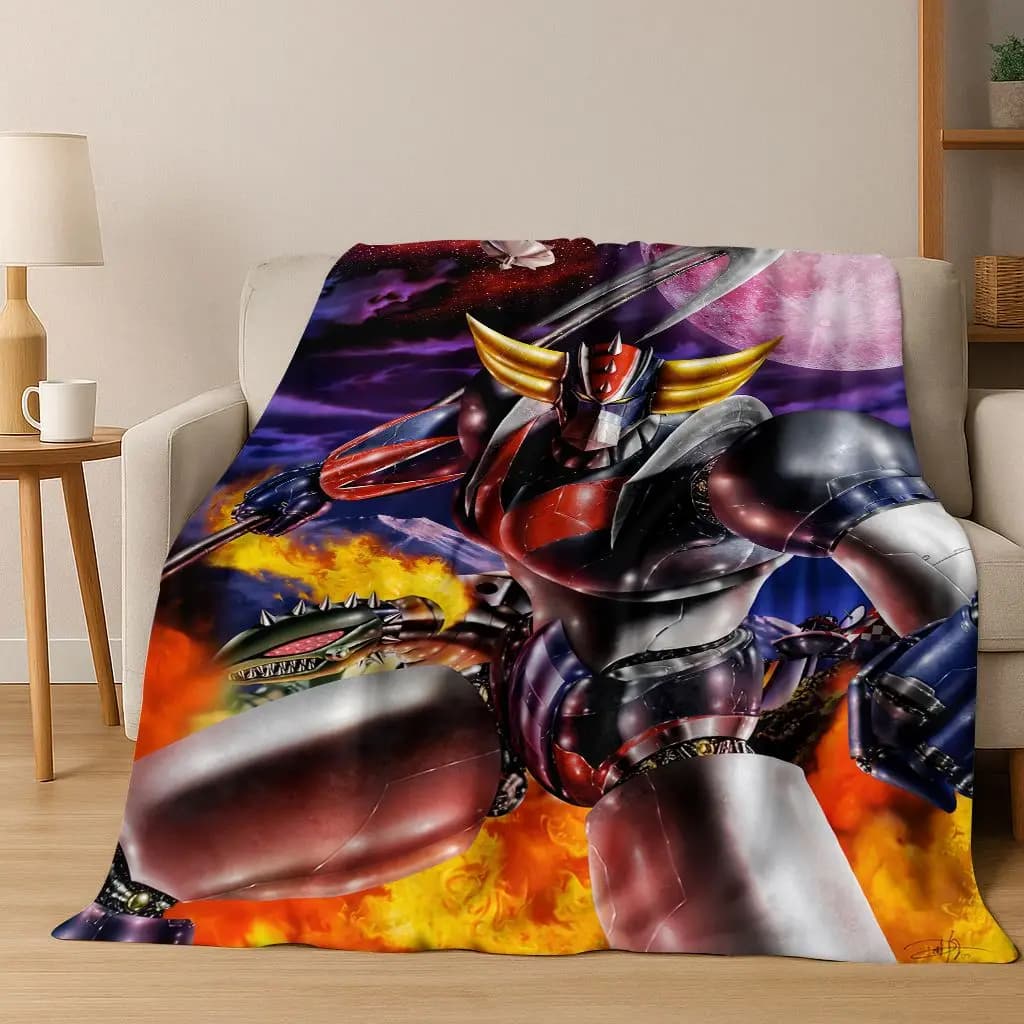 Classics UFO Robot Grendizer U Cartoon Flannel Blanket,Cozy Soft Throw Blanket for Home Bedroom Bed Sofa Picnic Cover Gift Kid