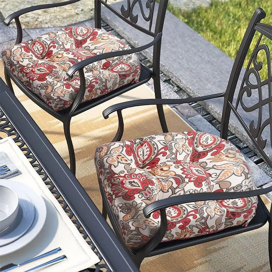 Seat cushions for Outdoor and Interior Chairs with Laces, Set of 2, 19x19, Waterproof, for Patio, Garden and Balcony, Tatami Style