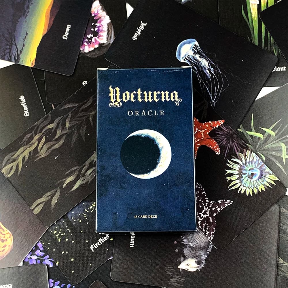 Nuovo mazzo di carte Nocturna Oracle, 48 carte, illustrazioni mistiche, durevole e portatile, perfetto per la guida spirituale e i collezionisti