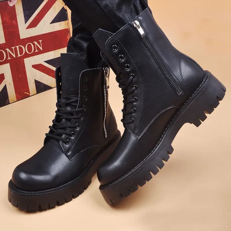 Stivali casual da uomo di grandi dimensioni, neri, eleganti, in pelle naturale, stile cowboy, per autunno e inverno, stivaletti alla caviglia, botas hombre.