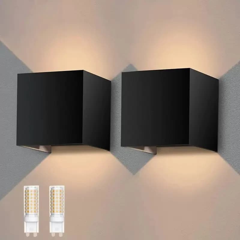 Applique da Parete Moderne 9W per Interni ed Esterni IP65, Luci LED G9 Up Down per Soggiorno, Corridoio, Camera da Letto