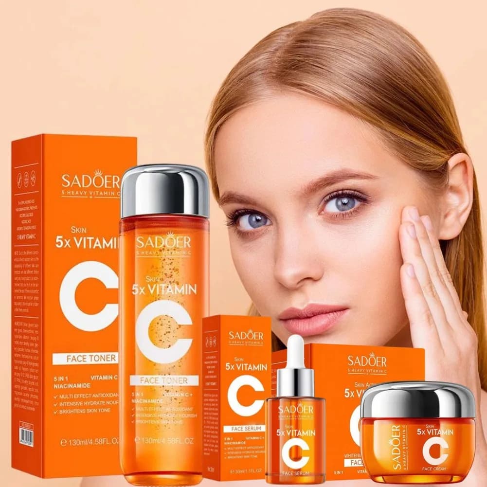 Vitamin C Moisturizing Sleaching Skin Care Set Revitalizing Serum for Skin Cream for Solving and Lifting Skin Care