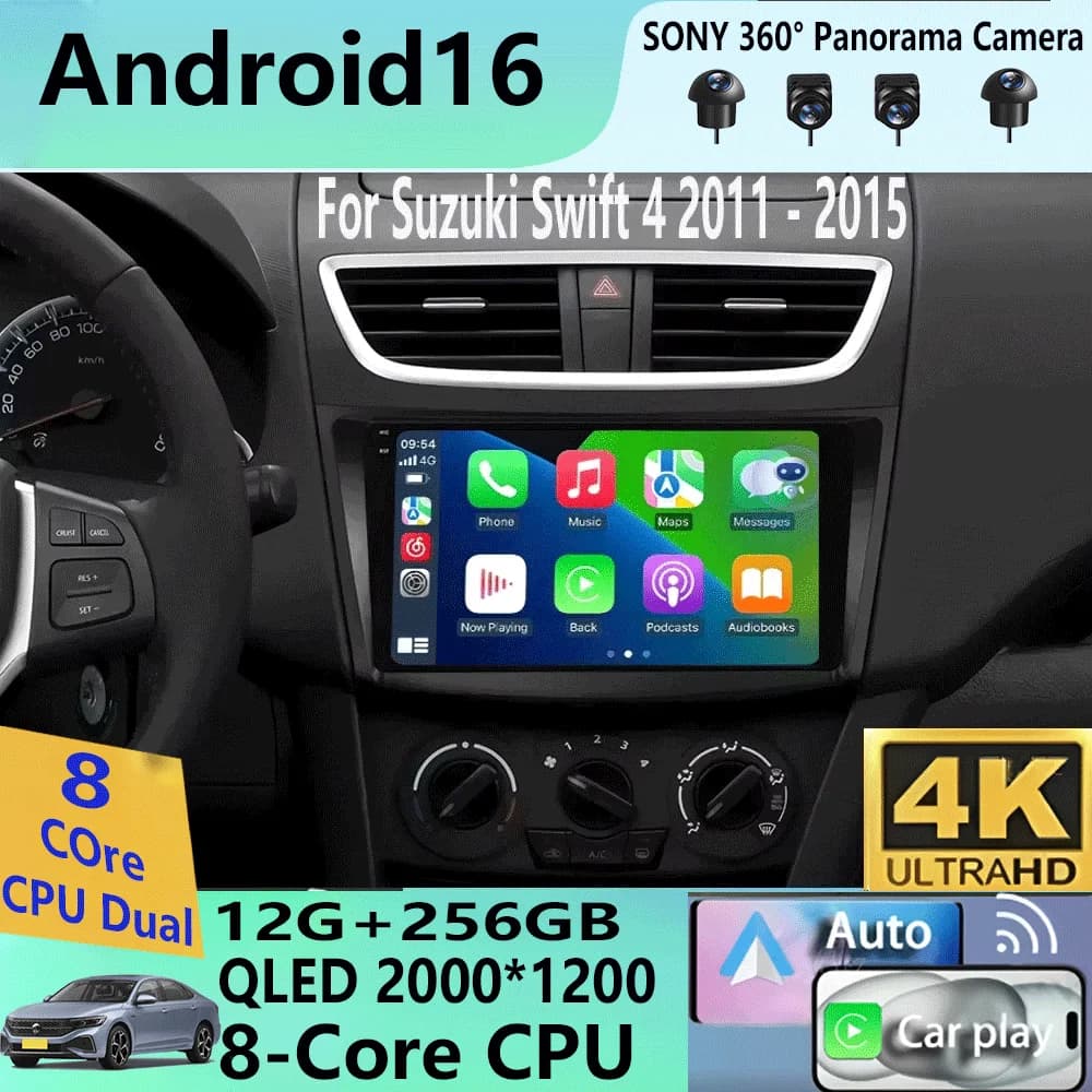 Autoradio Android 16 per Suzuki Swift 4 2011-2016, Lettore Multimediale Video 2 Din, Stereo Auto