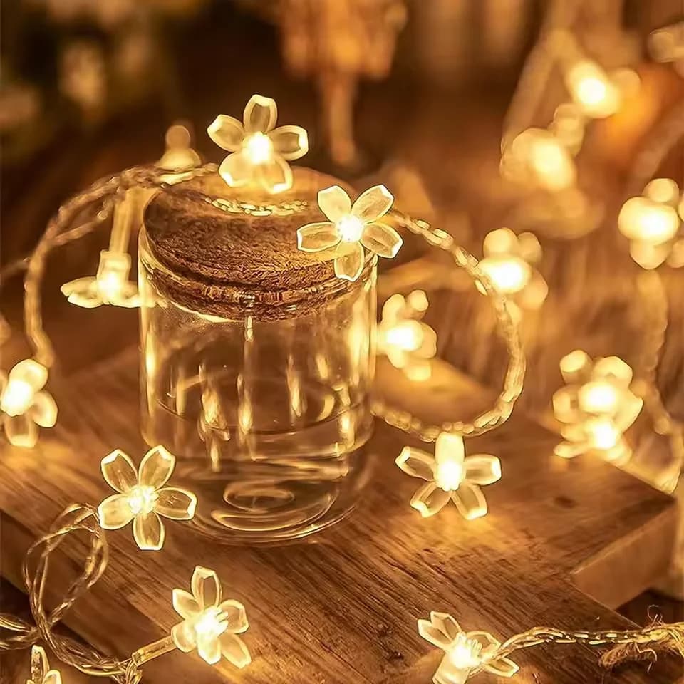 Luci a stringa solari a LED da 20/50/100 per esterni, impermeabili, 8 modalità, luci a forma di fiore di ciliegio per decorazioni per feste e matrimoni