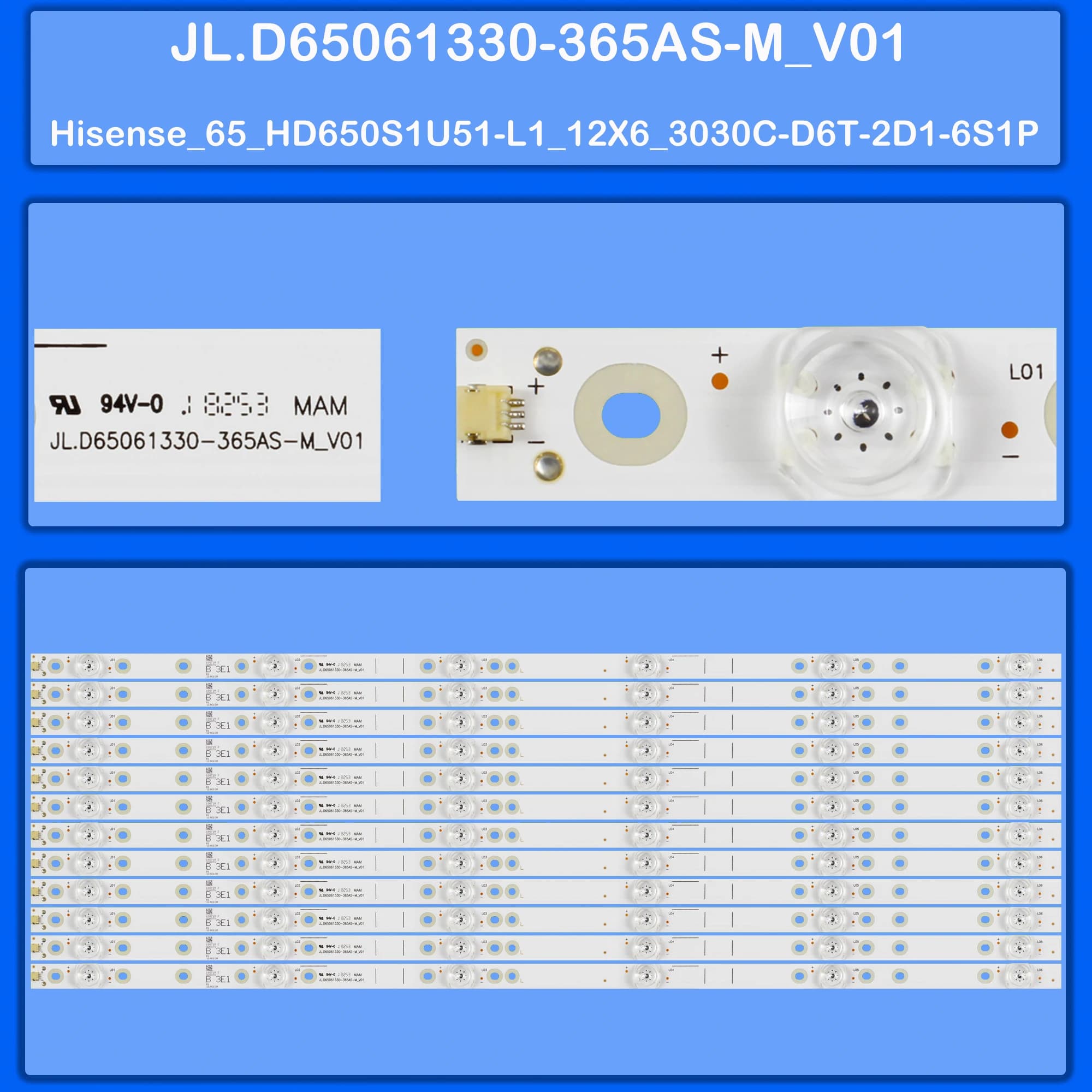 LED Backlight strip For 65Q7809 H65AE6140 , H65E3A 65H6D HZ65A57 HZ65A65 LC-65Q620U LC-65Q7300 LC65N6003U LC65N7003U LB65073 V0