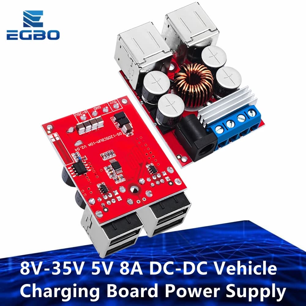 1PCS EGBO 8V-35V 5V 8A DC-DC Veicolo Scheda di Ricarica di Alimentazione Modulo di Depressurizzazione 4 porte Uscita USB Caricatore mobile
