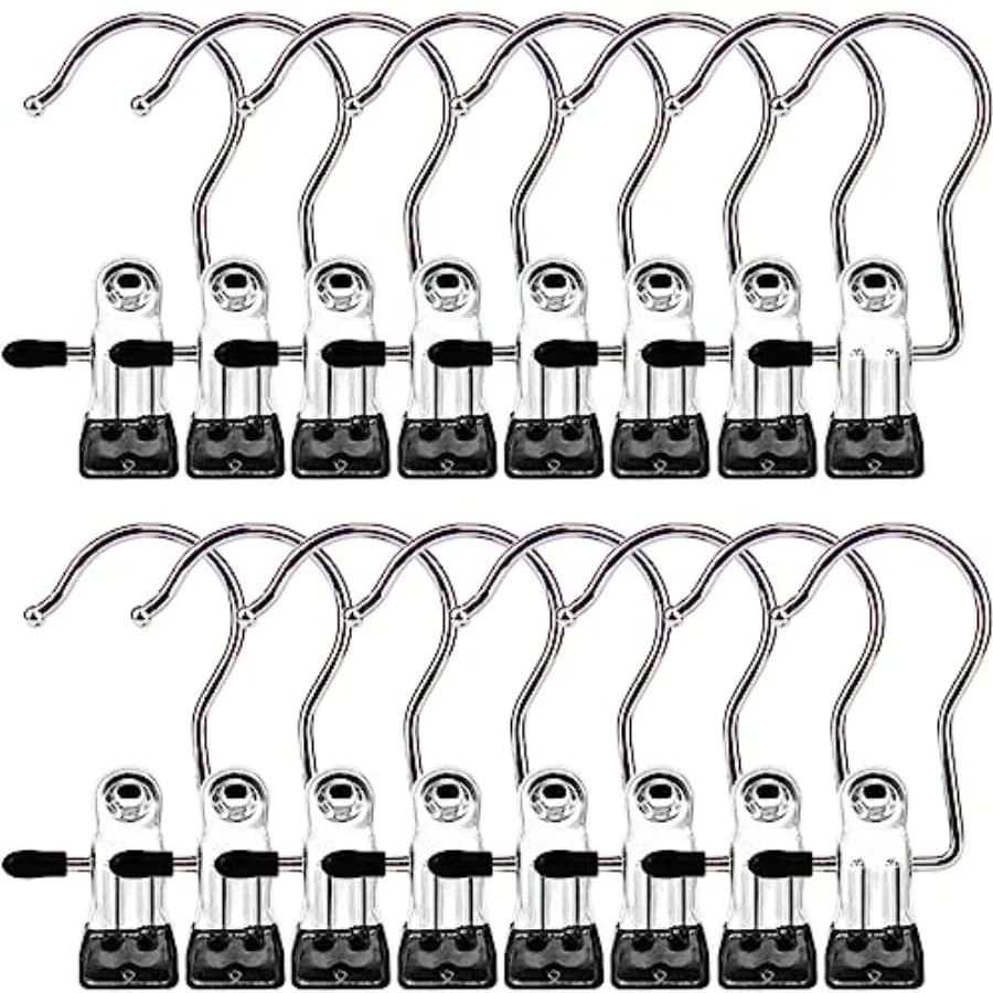 Boot Hangers Clips, 16 Pack Laundry Hooks Hanging Clips Clothes Pins Closet Hanger Organizer Clamps Socks Towel Clips Heavy Dut