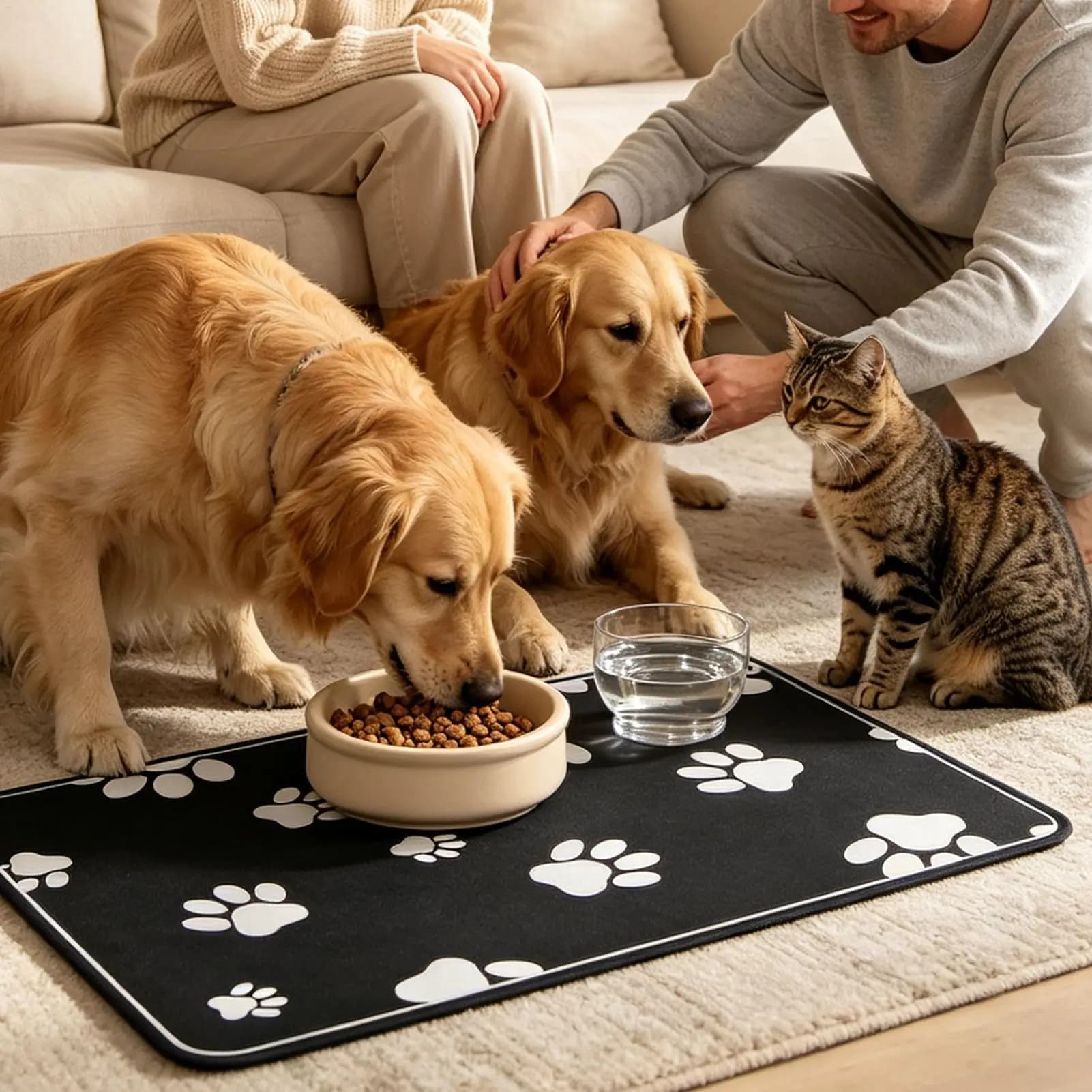 Absorbent Pet Placemat For Food And Water Bowl With Waterproof Quick-Dry Non-Slip Home Pet Mat for Kitchen Floor Dish Drinking