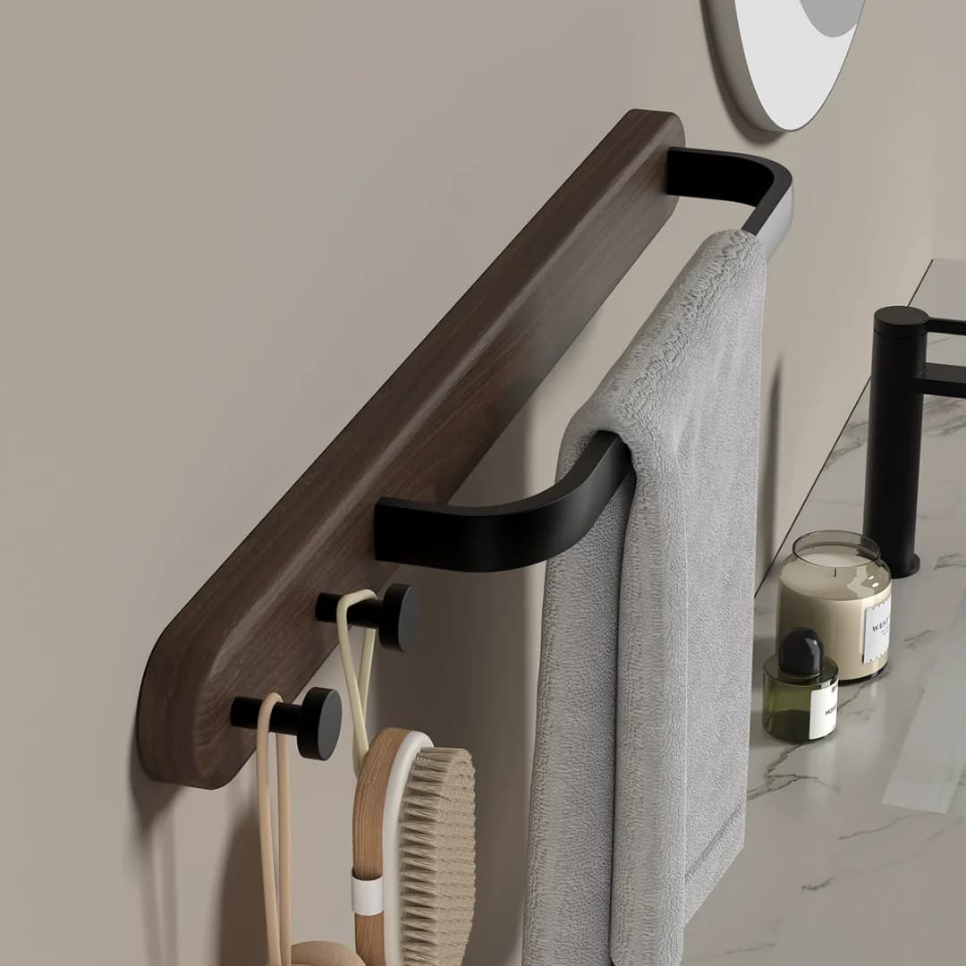 Portasciugamani da bagno in legno e alluminio con ganci Portasciugamani Portasciugamani da parete Portasciugamani Portasciugamani da bagno