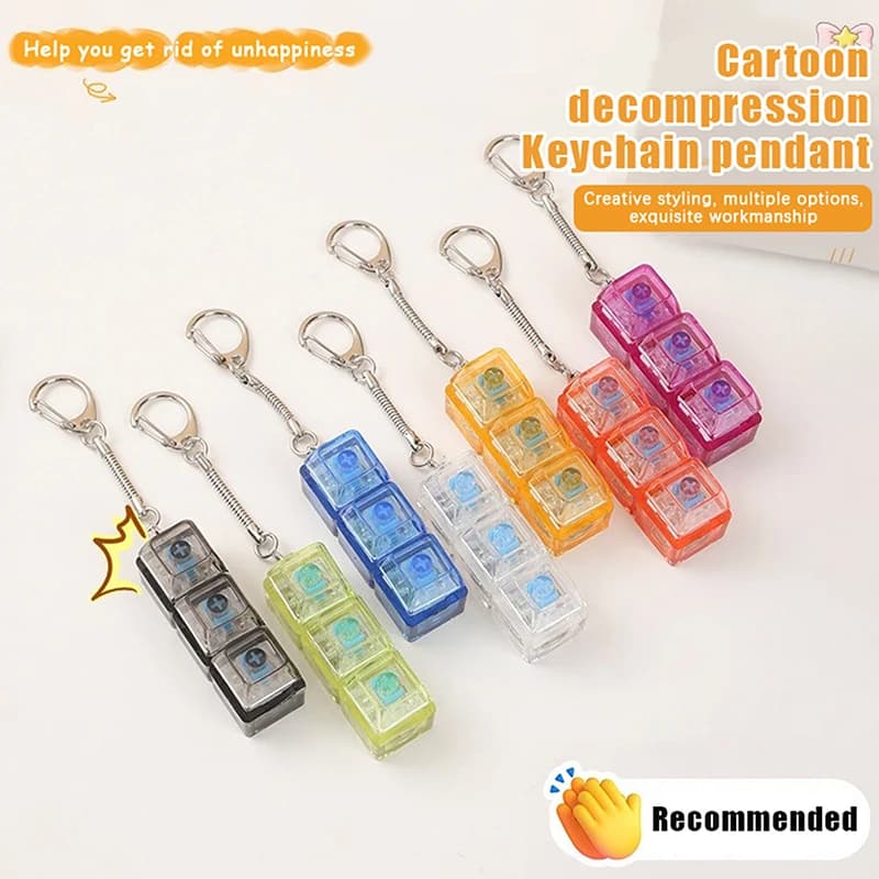 3 keys LED keypad keycap antistress keypad Fidget keychain mechanical keyboard tester decompression toy for adults children