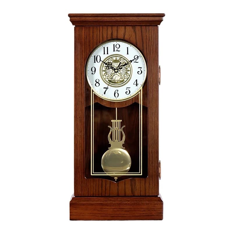 Orologio da tavolo silenzioso in legno massello per soggiorno, orologio a pendolo decorativo da scrivania