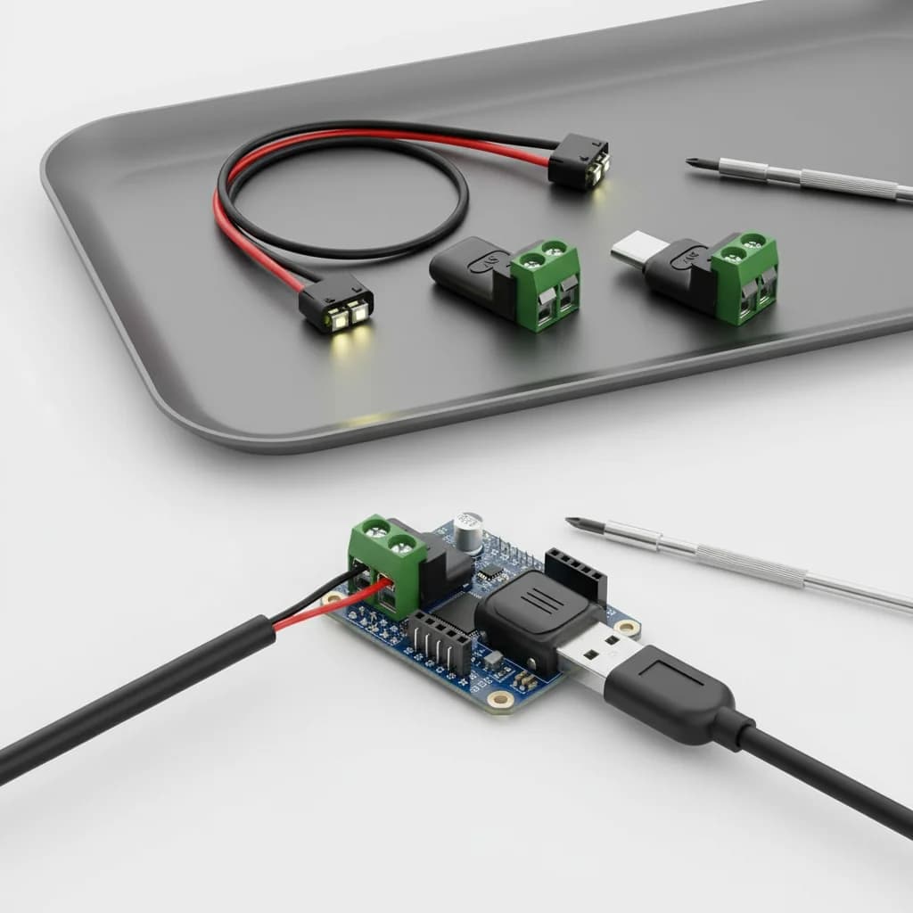 Spina senza saldatura Adattatore terminale da USB C a 2 pin Vite Morsettiera a crimpare da 5 V Verde non può trasferimento dati Connettore di ricarica