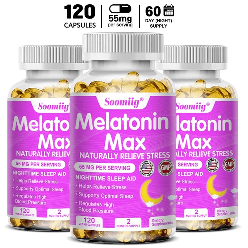 Capsule di Melatonina 55mg, Aiuto Naturale per il Sonno con MSM, Zinco e Vitamine, Addormentarsi Più Velocemente, Dormire Più a Lungo, Supporto per il Sistema Immunitario