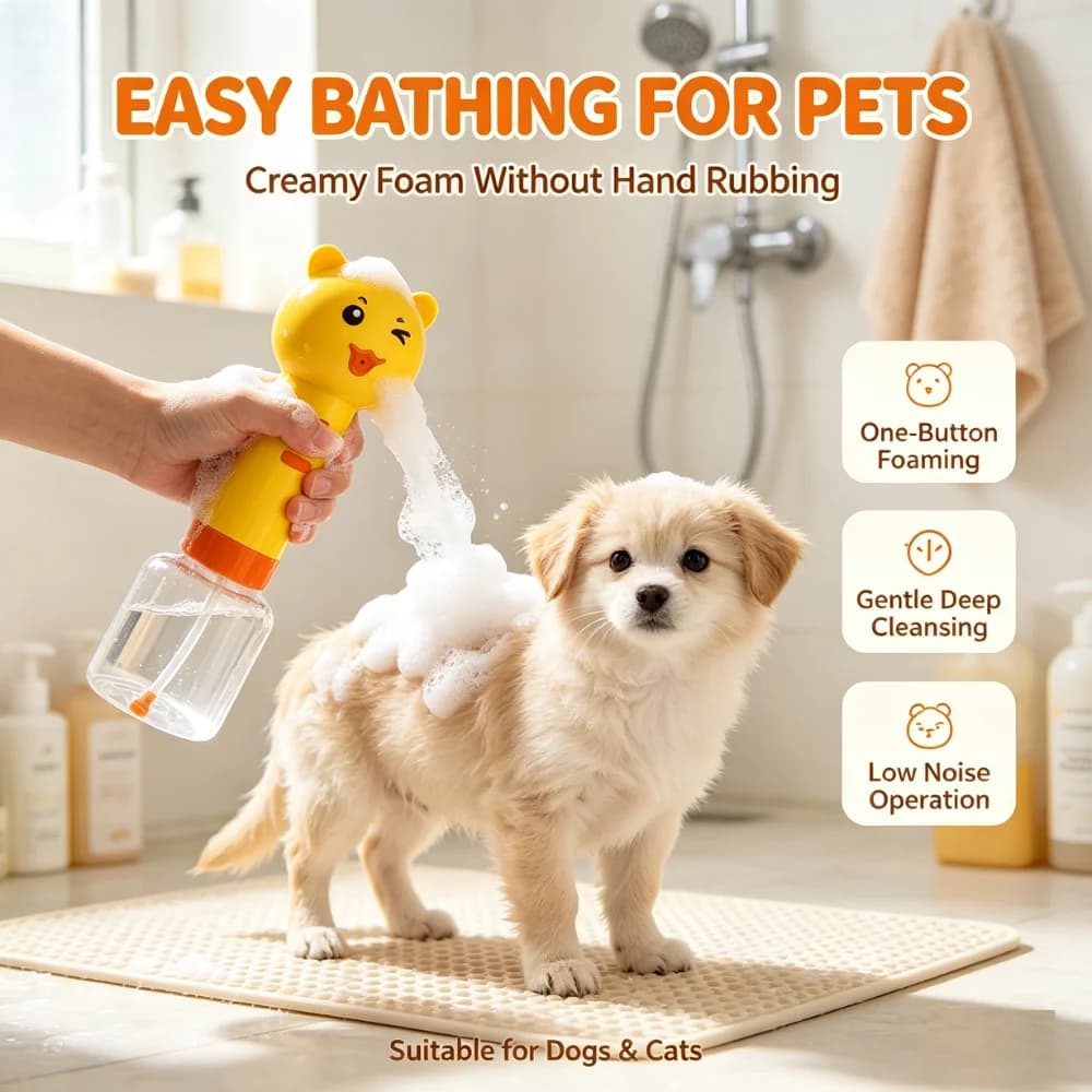 Rechargeable Pet Foaming Machine 350ml Low Noise Shampoo Bubble Dispenser Type-C Charging for Dog Cat Bath Cleaning