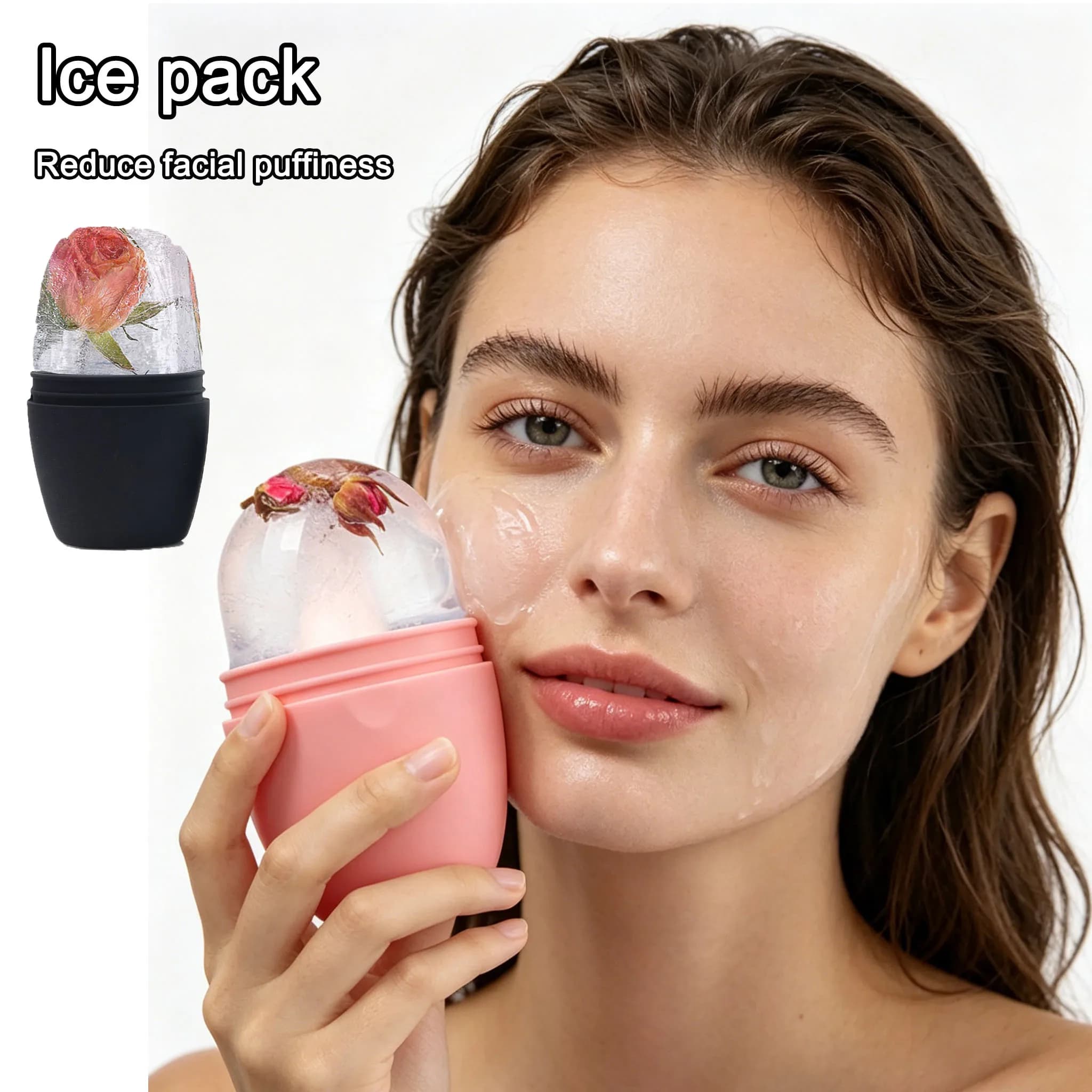 Rullo per Ghiaccio in Silicone Morbido, Rullo Facciale per Ridurre il Gonfiore, Strumento per Massaggio Freddo per la Cura della Pelle, Riutilizzabile e Impermeabile