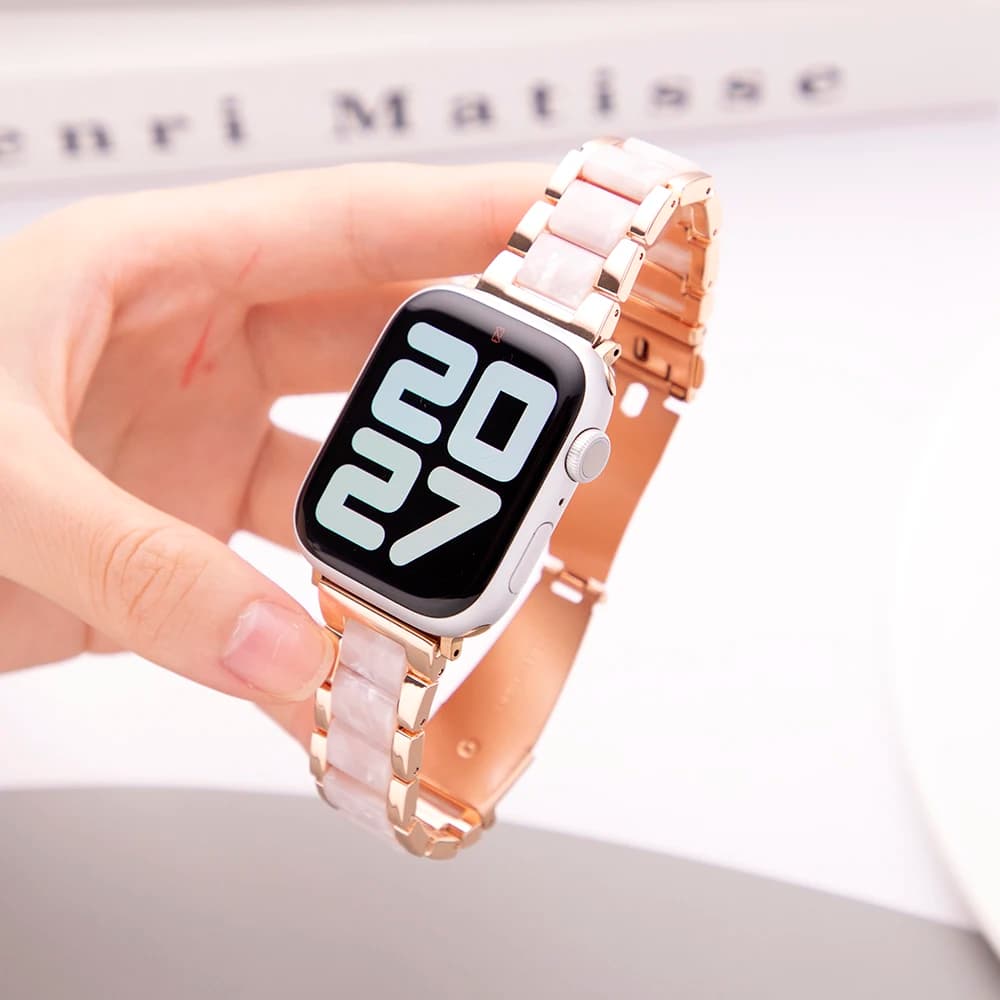 Cinturino in acciaio inossidabile + resina per Apple Watch Ultra2 49mm 38 40 42 44 45 41mm Bracciale da polso alla moda per iWatch Series 9 8 7 6 5