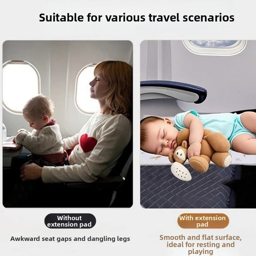 Cute Breathable Airplane Bed with Side Pocket Comfort Design Airplane Footrest Portable Anti-Slip Design Toddler Seat Extender