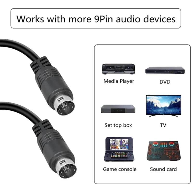 For TV Receiver Monitor Projector Audio and Video Receiver etc S-Video Mini-DIN 9-Pin Male to Male Audio Cable