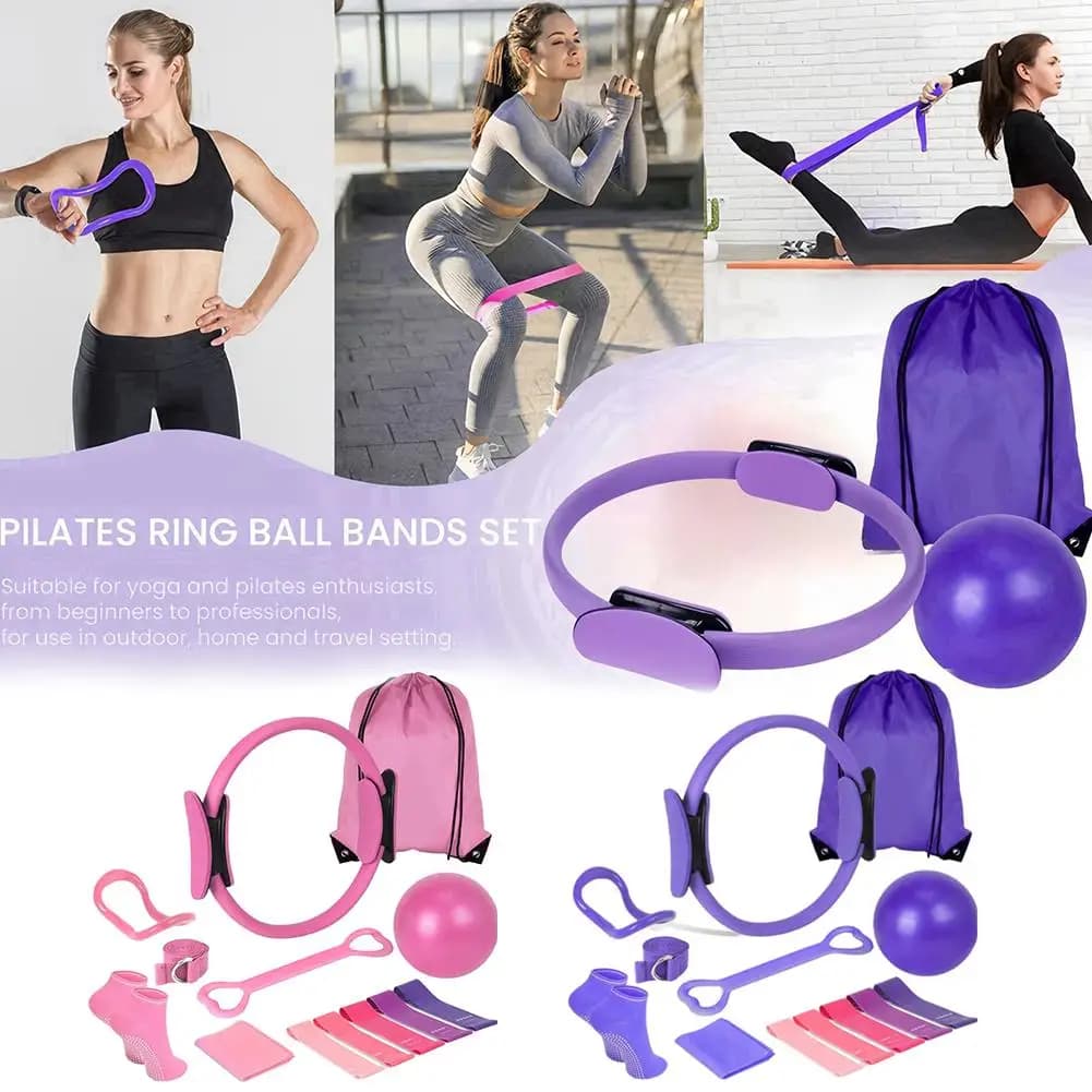 13-piece pilates ring set: gym equipment for strength training, toning and elongation incl. Yoga accessories - All levels